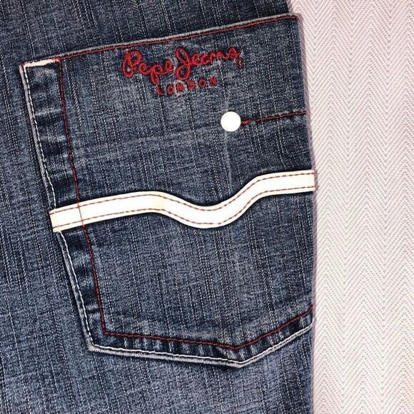 Pepe Jeans London 73 Collection Crop Jeans With Leather & Stud Detailing 33 - Picture 9 of 12